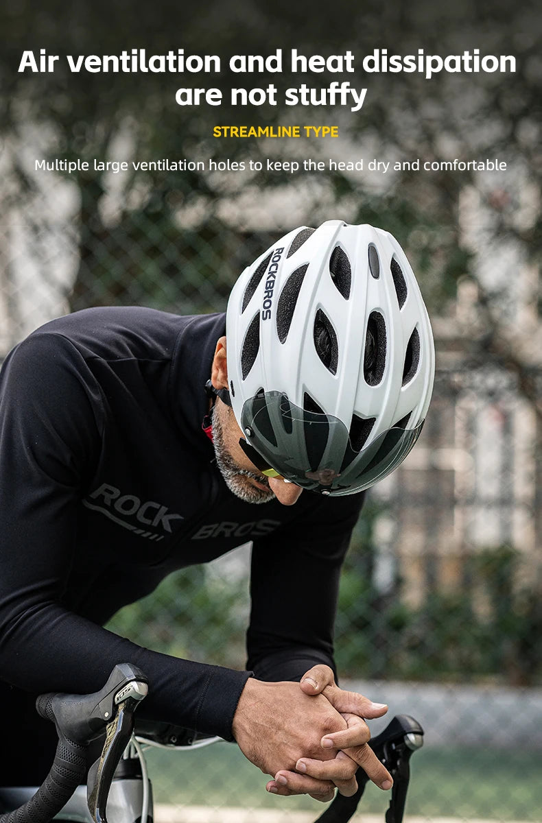 ROCKBROS Cycling Helmet With Goggles Lightweight Integrated MTB Road