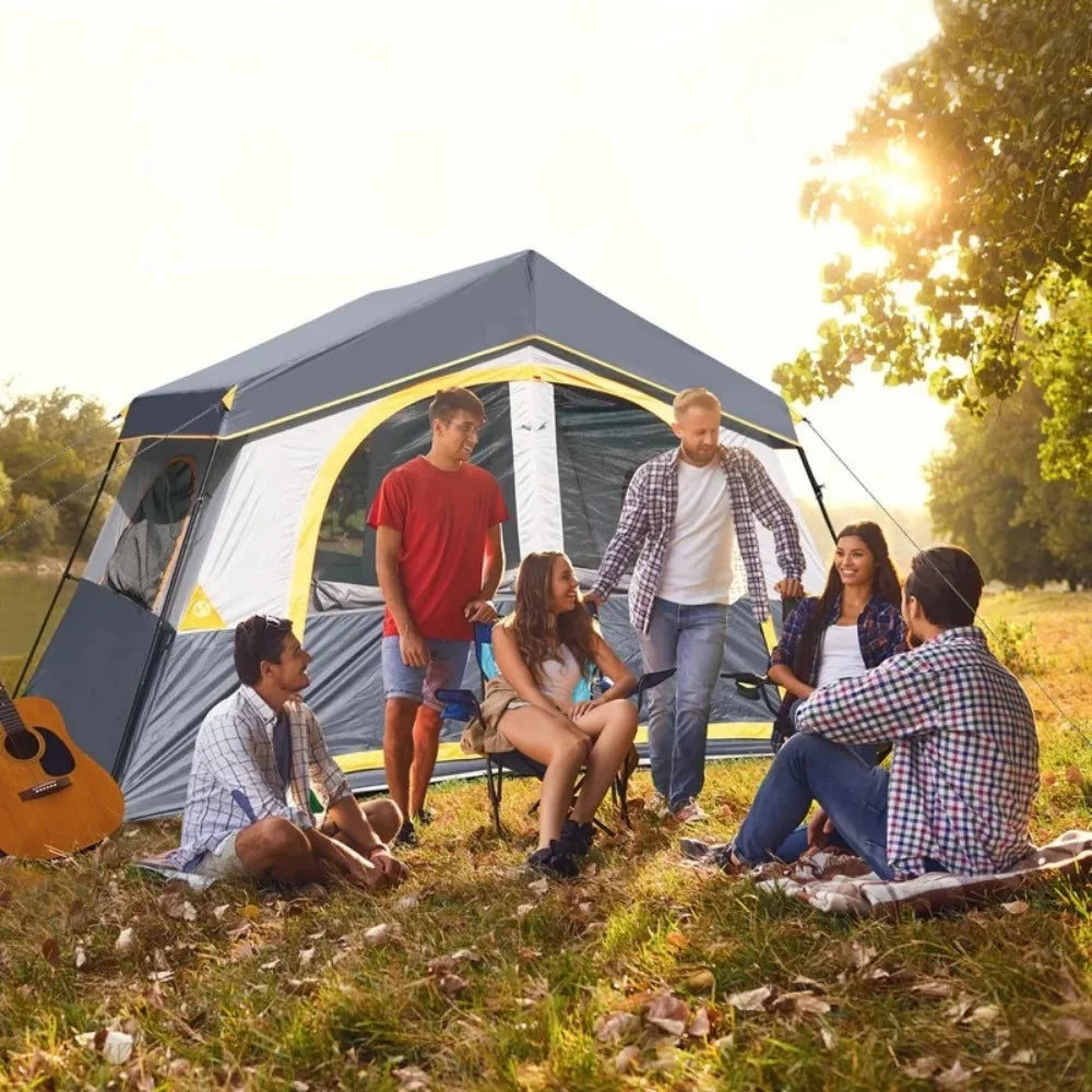 8 Person Portable Family Cabin Tent for Camping and Hiking Adventures