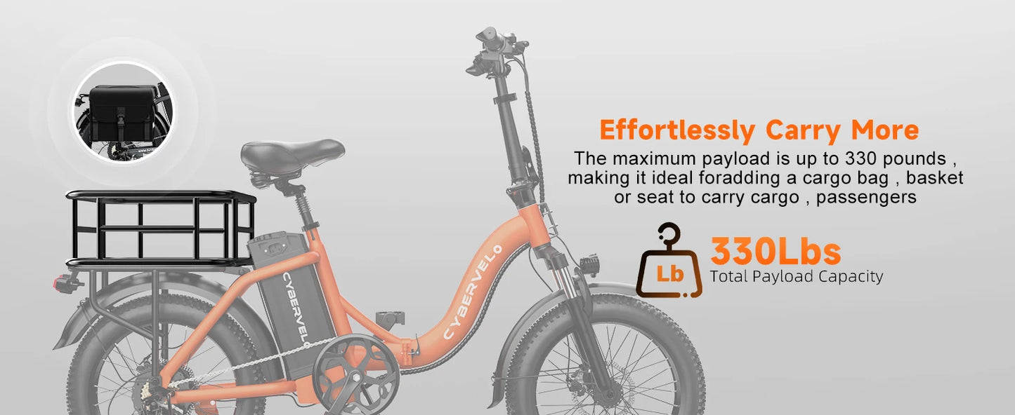CYBERVELO 1000W Foldable Electric Fat Tire Ebike For Adults