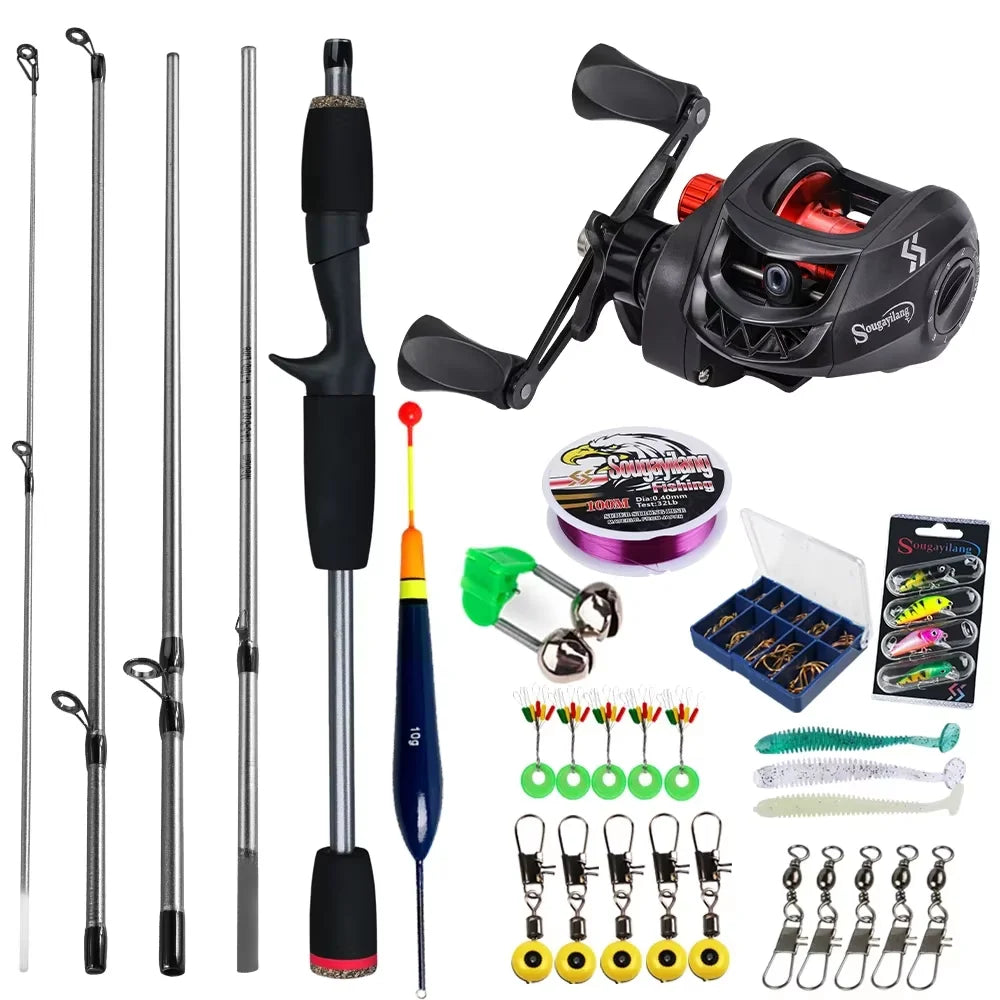 Sougayilang Baitcasting Fishing Rod and Reel Combo Full Kit for Bass Carp Fishing