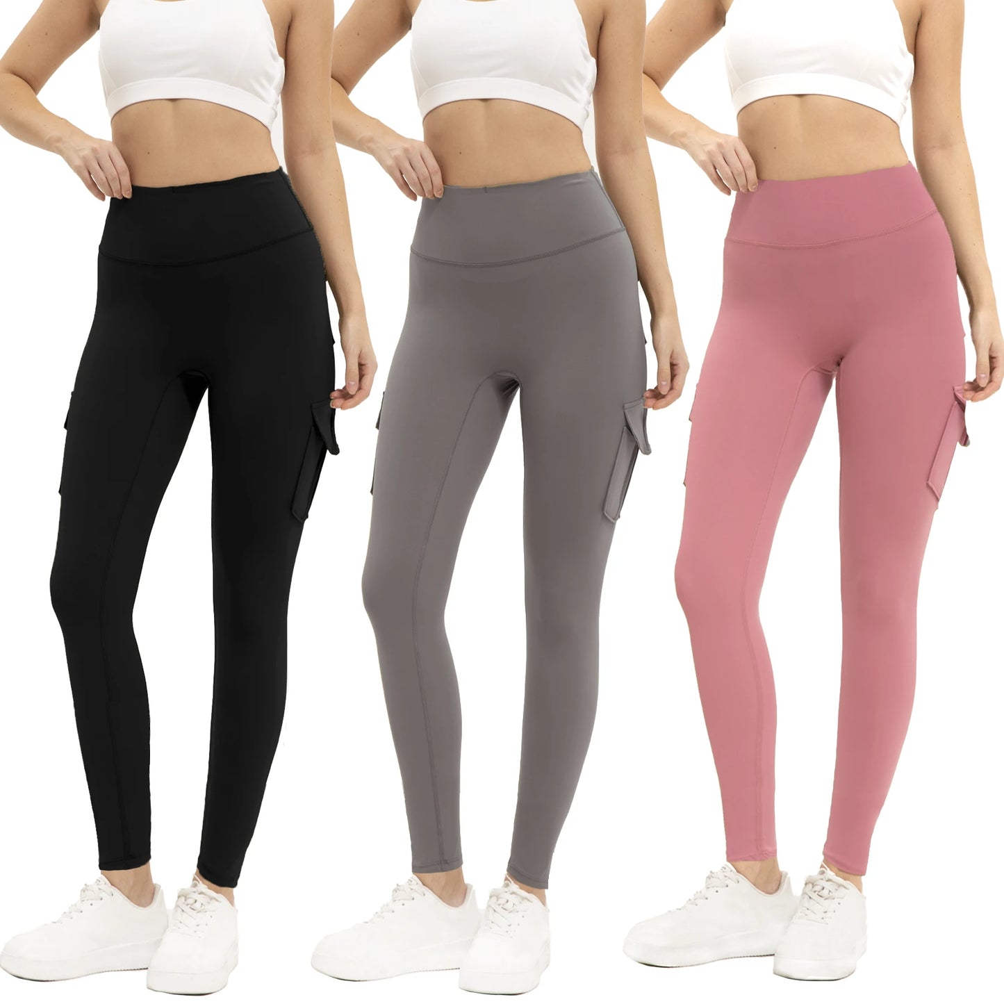 3 Pack Women's High Waisted Gym Leggings With Pockets