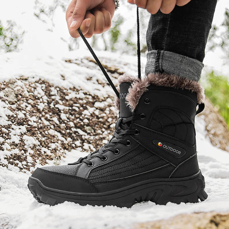 Men's Plush Waterproof Winter Snow Boots with Anti-Slip Comfort and Warmth