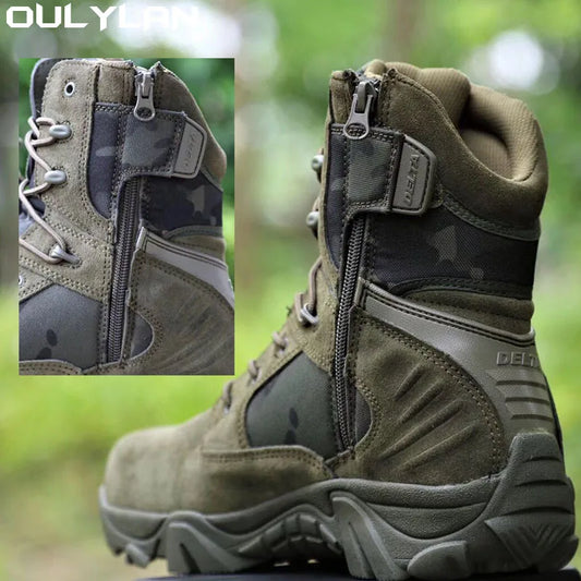 Camouflage Outdoor Men's Safety Boots for Hiking and Combat Training
