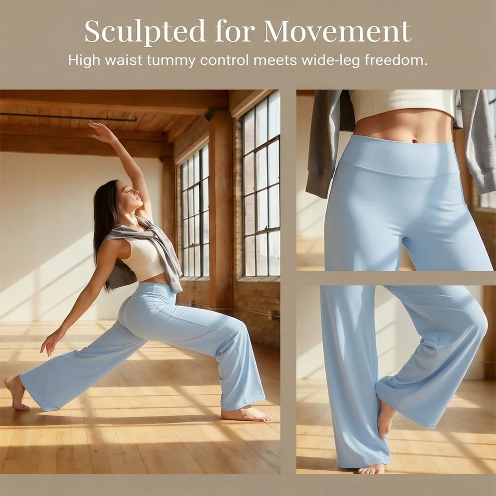 High Waist Yoga Pants For Women Straight Leg Gym Trousers