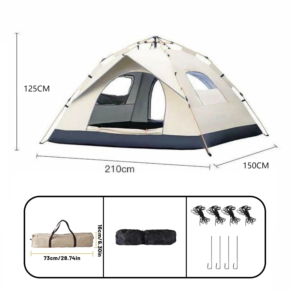 Outdoor Automatic Quick Opening Tent for 4 People Waterproof and Sunproof