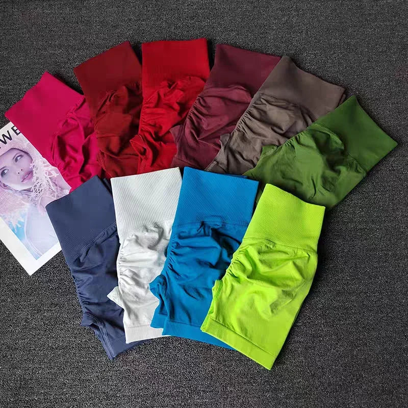 Womens High-Waist Yoga Shorts Butt-Lift Breathable Fitness Wear