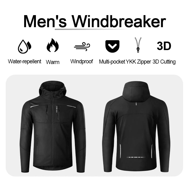INBIKE Mens Winter Cycling Jacket With Hood Windproof Fleece Coat