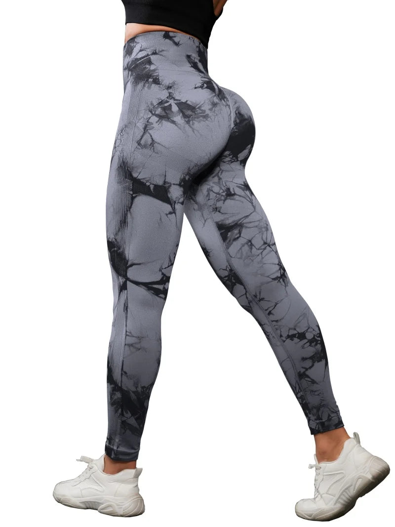3 Piece High Waisted Tie Dye Leggings Set for Women Scrunch Butt Lifting