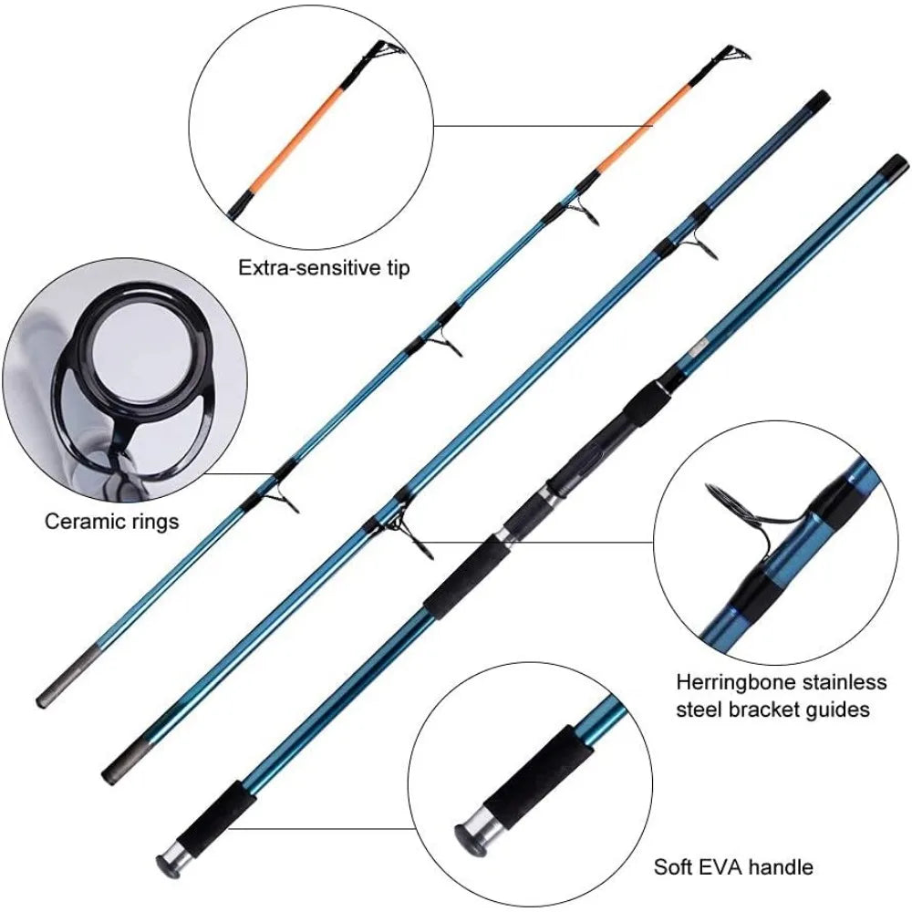 Surf Rod and Reel Combination Saltwater Spinning Gear Kit for Offshore Fishing