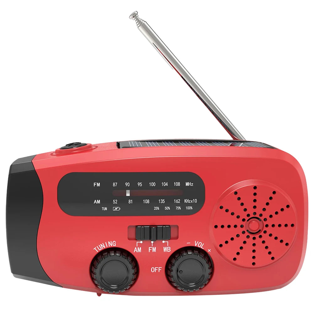 Electric Portable Solar Hand Crank Radio USB Charger LED