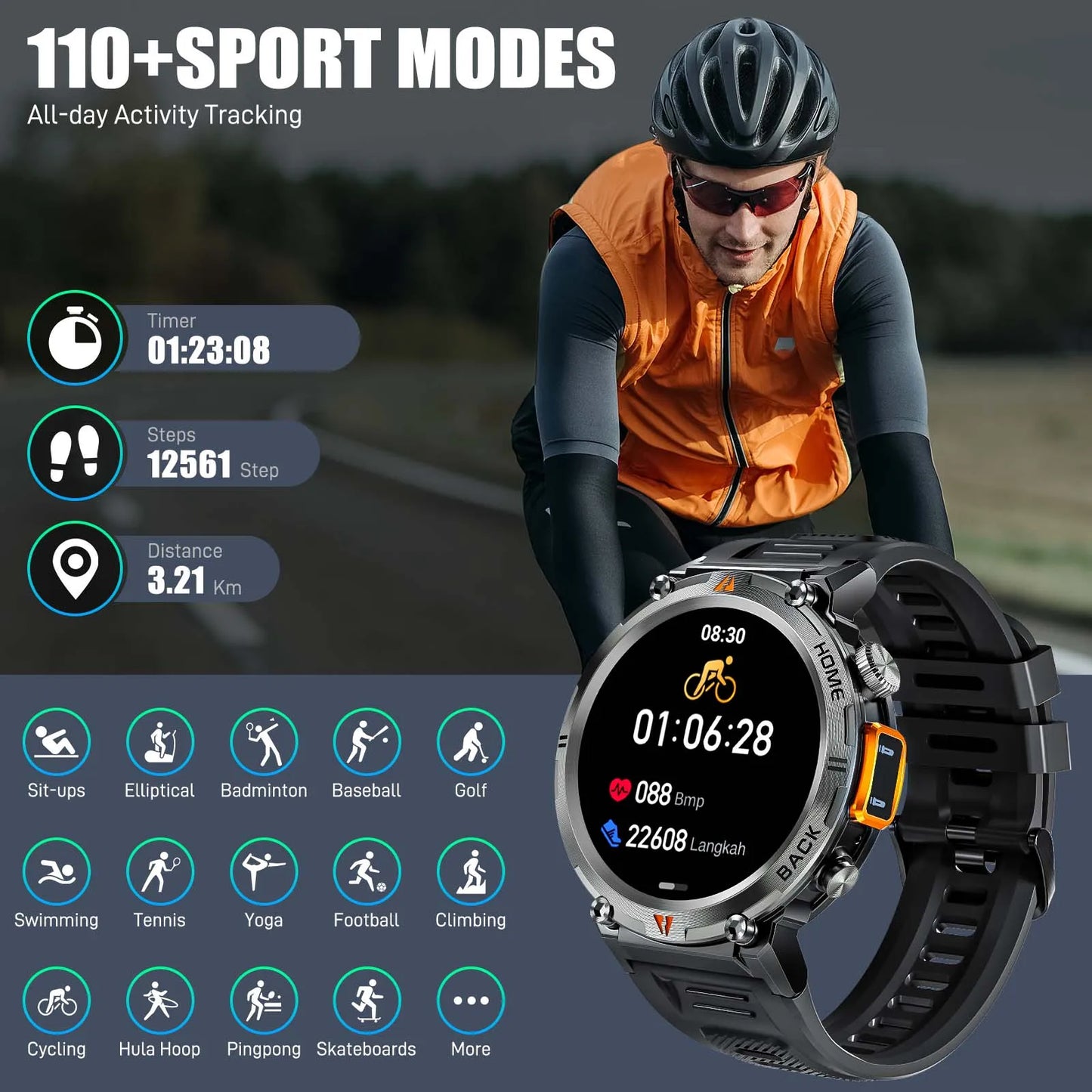 EIGIIS KE3 Smartwatch For Men Full Touch Screen Health Monitor