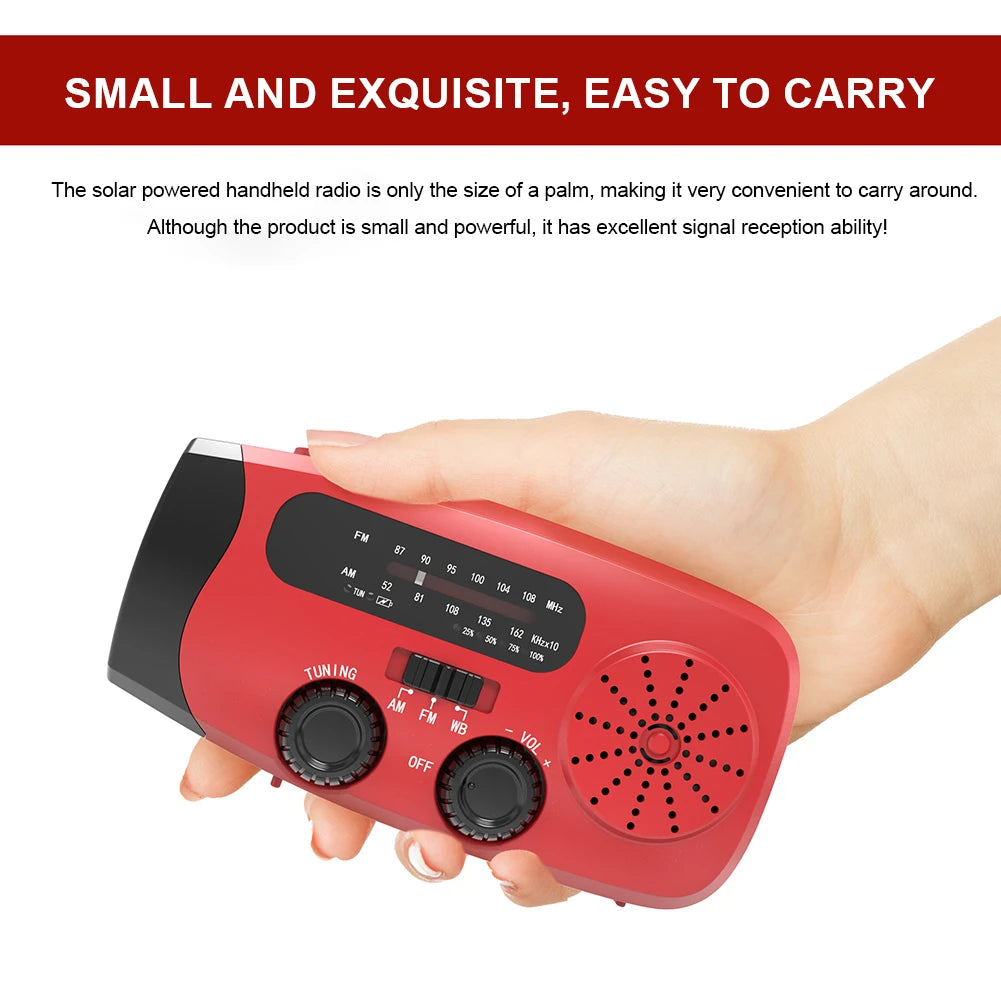 Electric Portable Solar Hand Crank Radio USB Charger LED