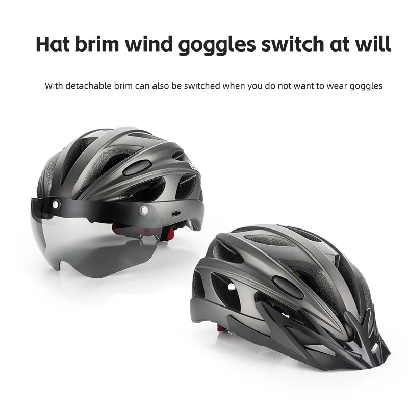 ROCKBROS Cycling Helmet With Goggles Lightweight Integrated MTB Road