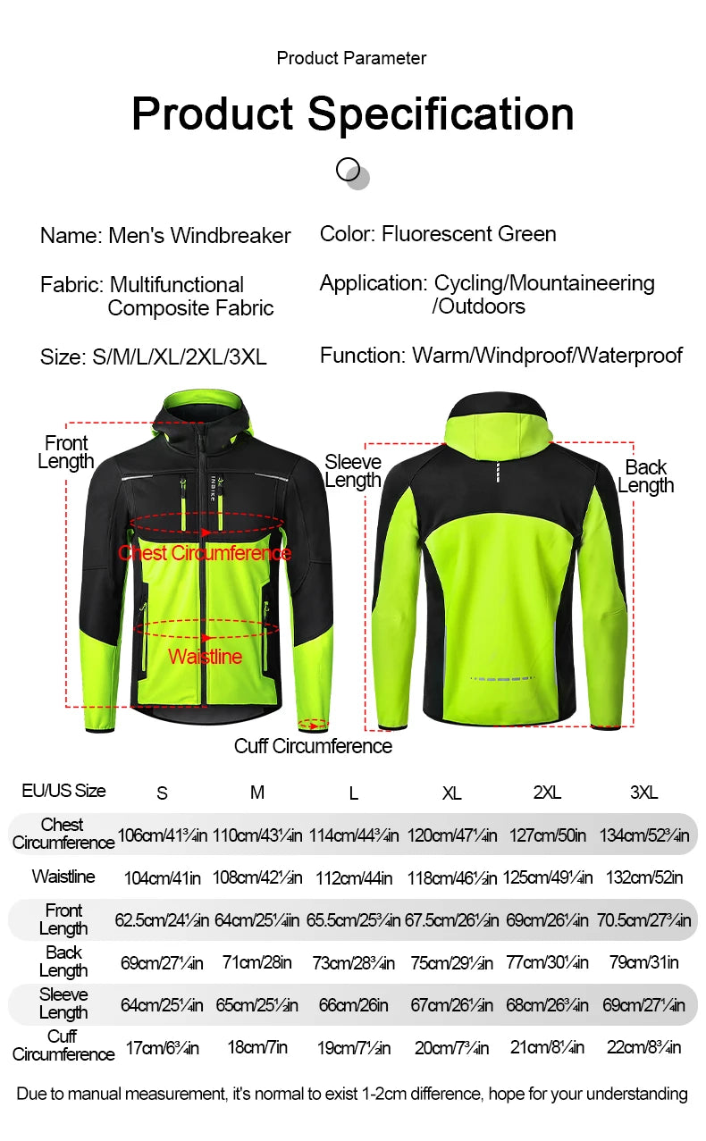 INBIKE Mens Winter Cycling Jacket With Hood Windproof Fleece Coat