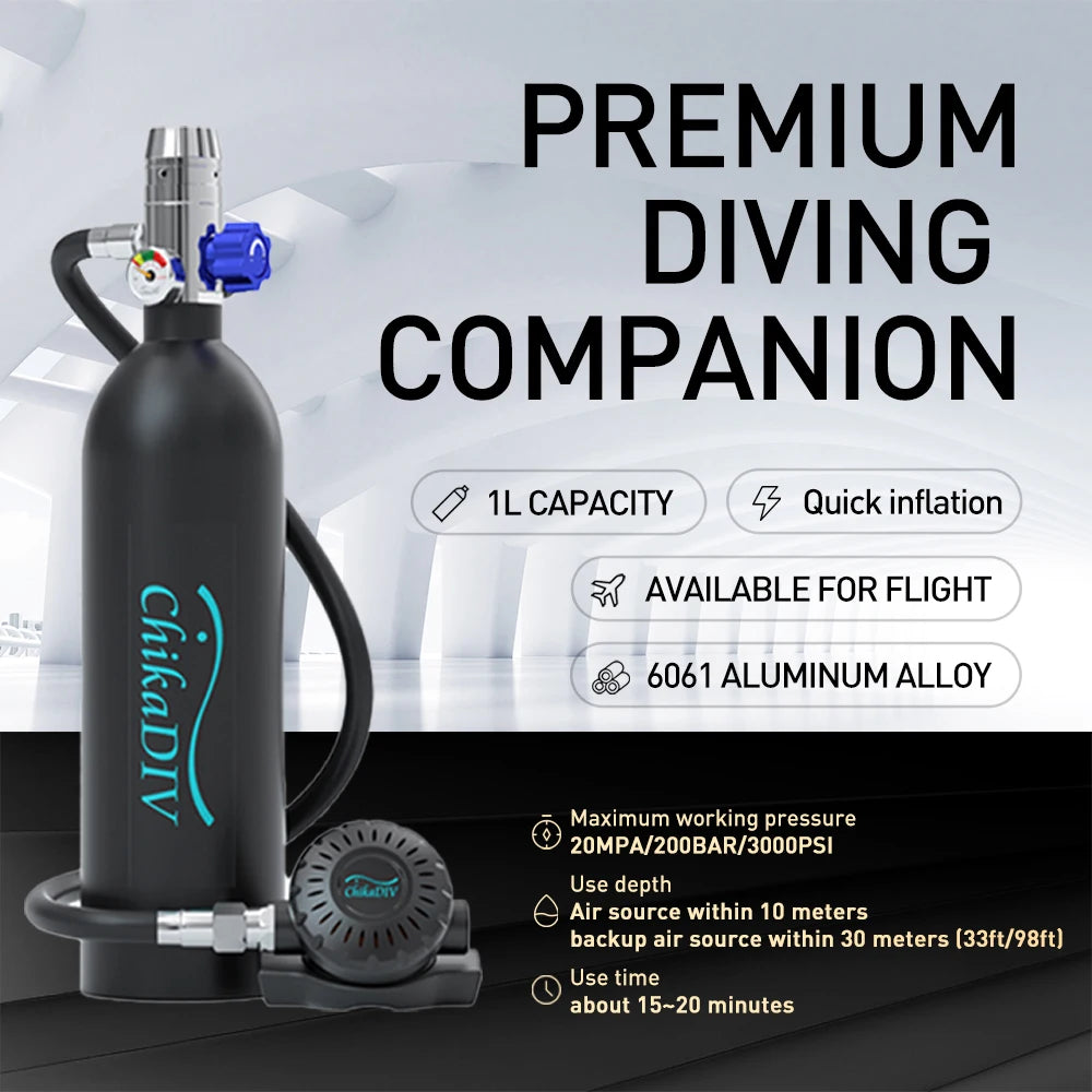 ChikaDIV Diving Tank 20 Minute Dive Time Portable Breathing