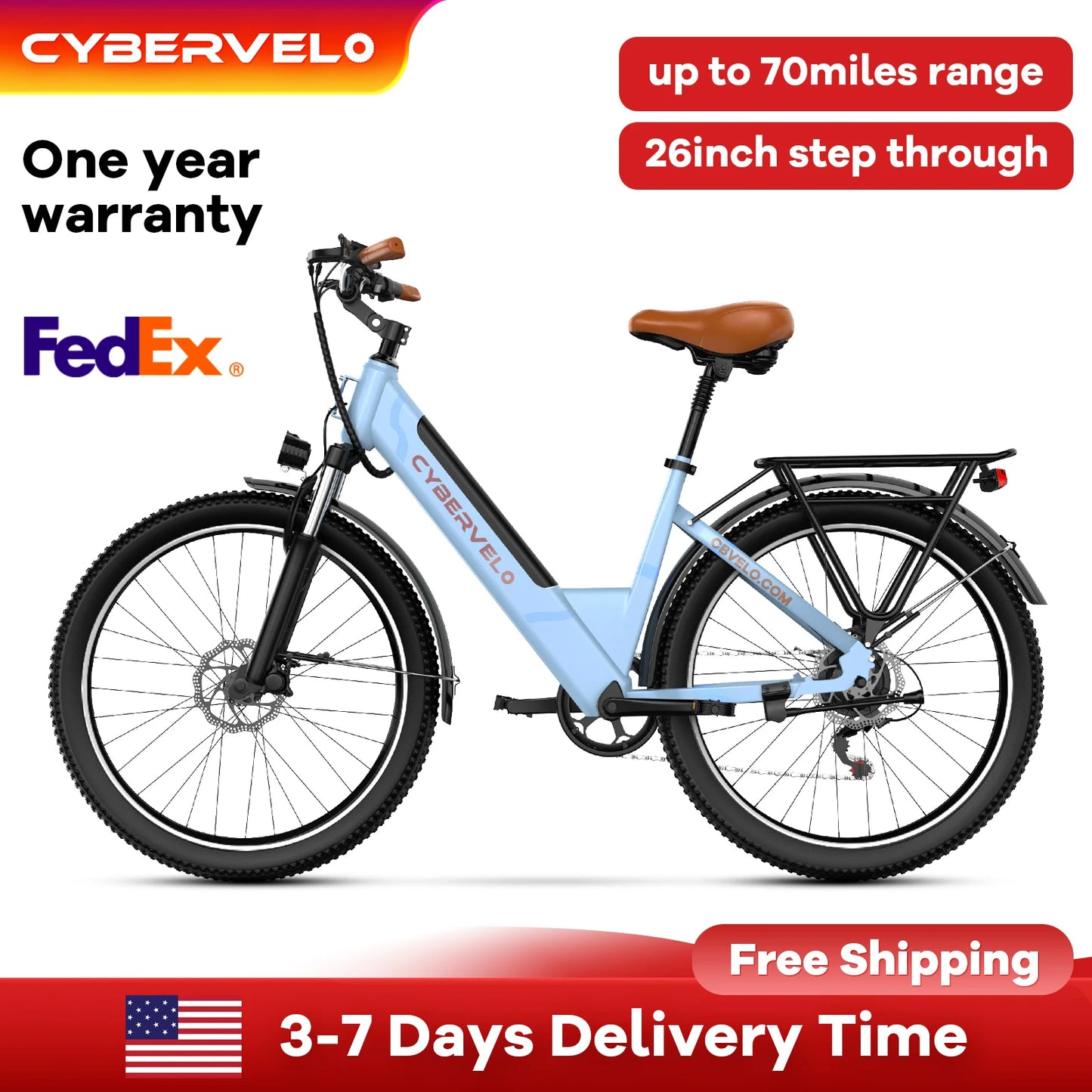CYBERVELO EK2 Electric City Bike 1000W 80 Mile Range
