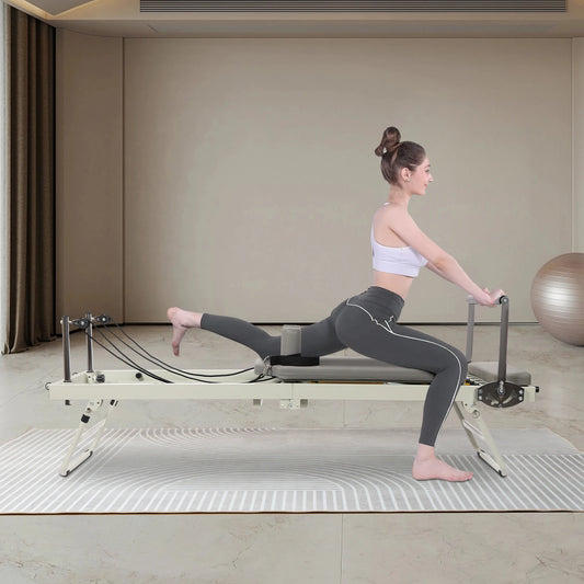 Foldable Pilates Reformer Machine for Multifunctional Yoga and Fitness
