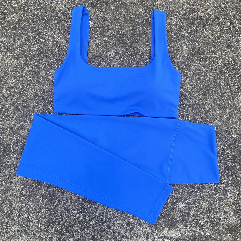 Nonecn Yoga Set Hollow Back Bra Top High Waist Leggings