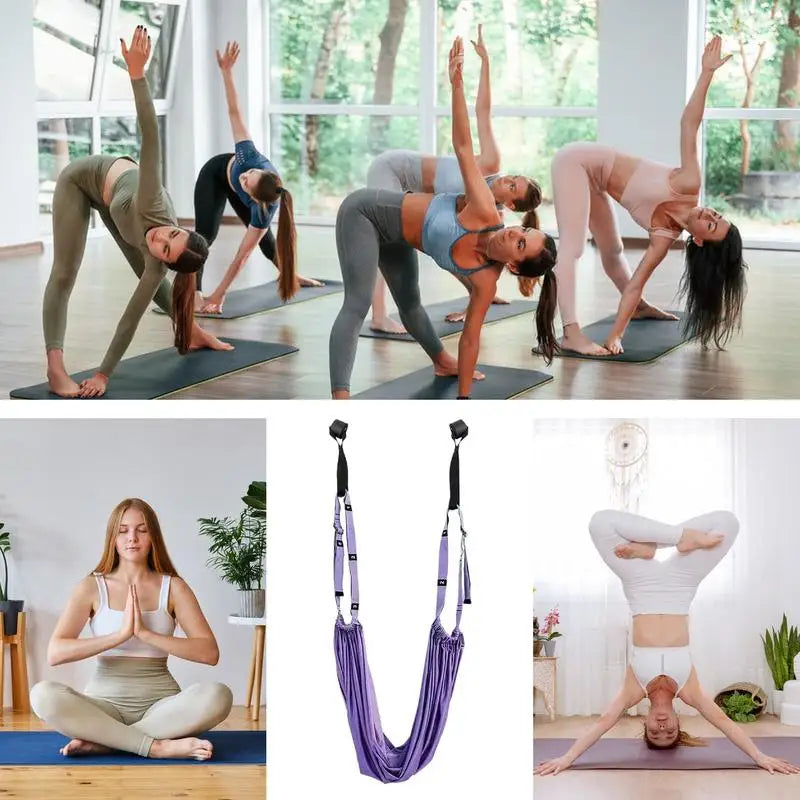 Adjustable Aerial Yoga Strap Hammock Swing for Stretching and Inversion