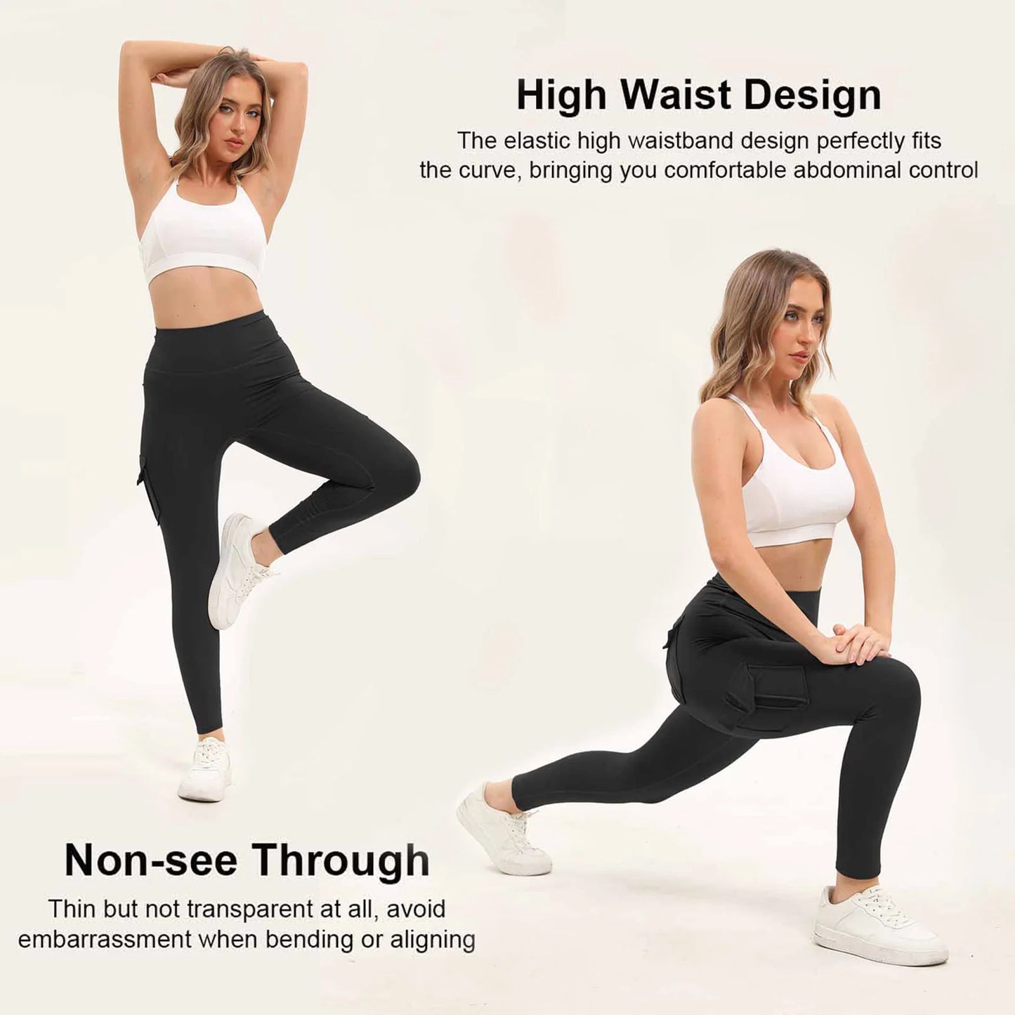 3 Pack Women's High Waisted Gym Leggings With Pockets