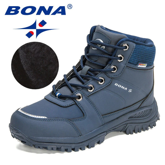 Bona 2023 Women's Winter Snow Boots Nubuck Leather Plush Hiking Sneakers