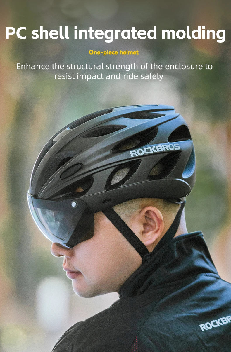 ROCKBROS Cycling Helmet With Goggles Lightweight Integrated MTB Road
