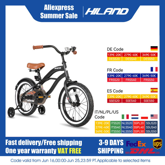 US Free Shipping 12/14/16 inch 6 Color Kids Children Bike With Training Wheel Princess Kids Bicycles Girls Bike Foot Break BSCI