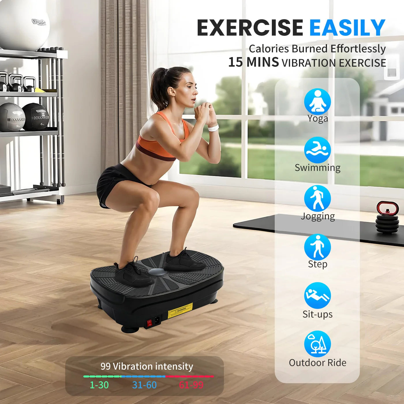 Vibration Plate Exercise Machine Kit Portable Body Workout With Resistance Bands