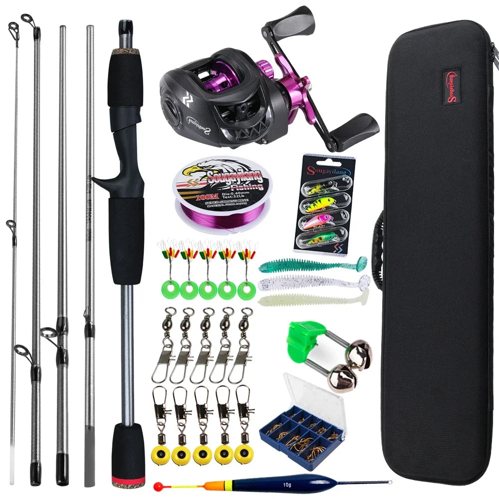 Sougayilang Baitcasting Fishing Rod and Reel Combo Full Kit for Bass Carp Fishing