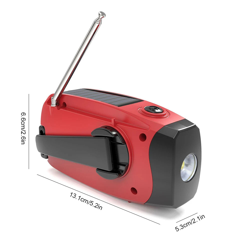 Electric Portable Solar Hand Crank Radio USB Charger LED
