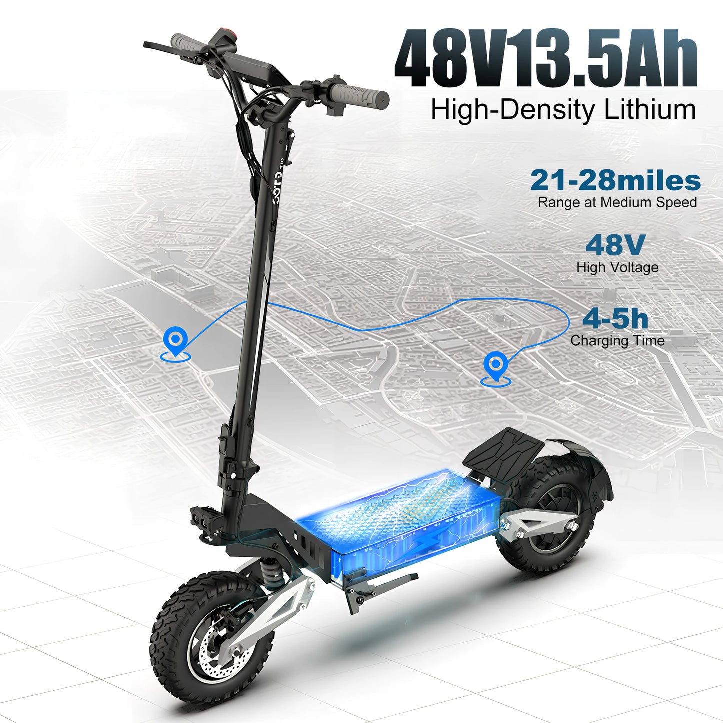Max Speed Electric Scooter 900W Peak Motor 48V Lithium