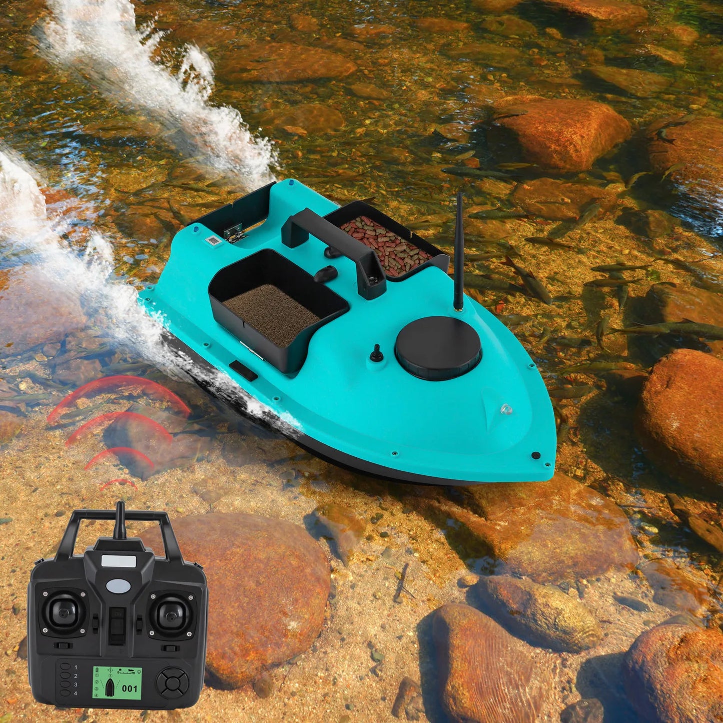 Rechargeable GPS Bait Boat With 2 Batteries And 16 Positioning Points