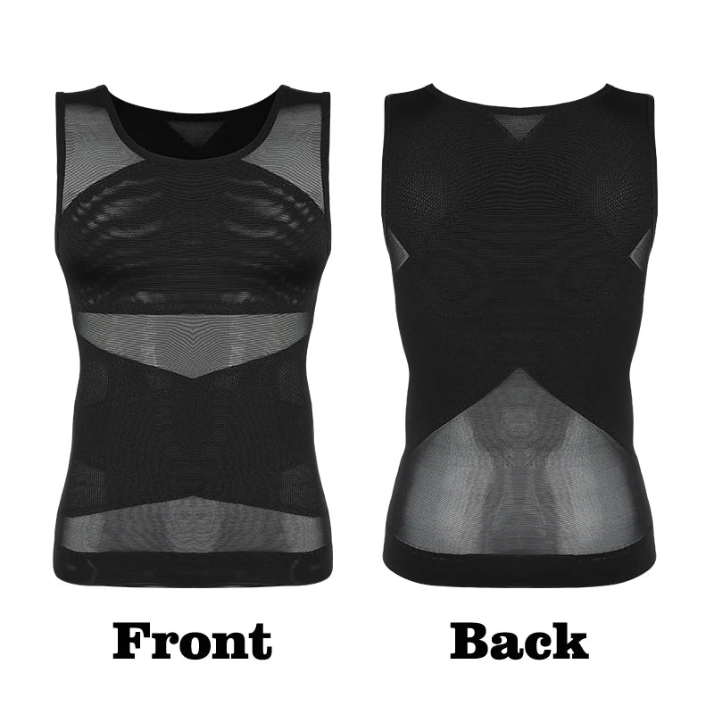 LALAMELONC Mens Cross Mesh Vest Shapewear Compression Tank Top