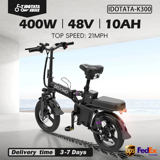 IDOTATA 48V 10Ah Foldable Electric Bike with 400W Motor for Urban Commuters