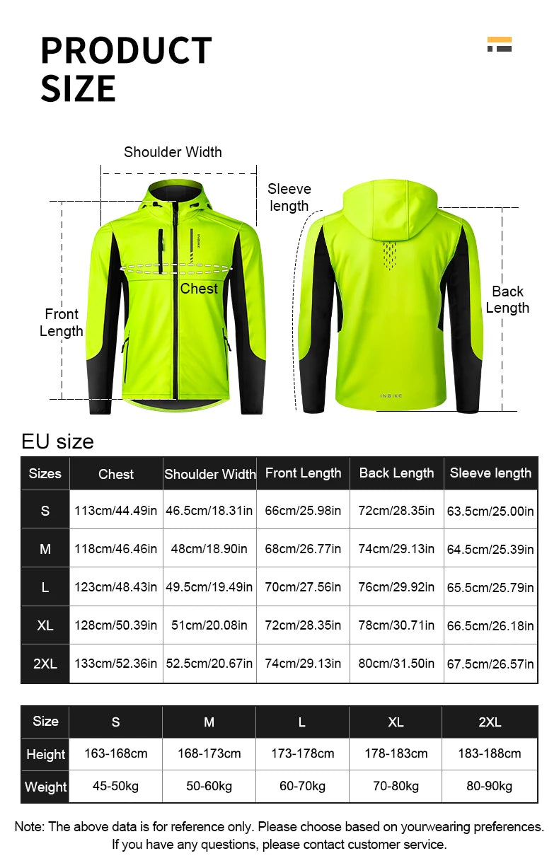 INBIKE Mens Winter Cycling Jacket With Hood Windproof Fleece Coat