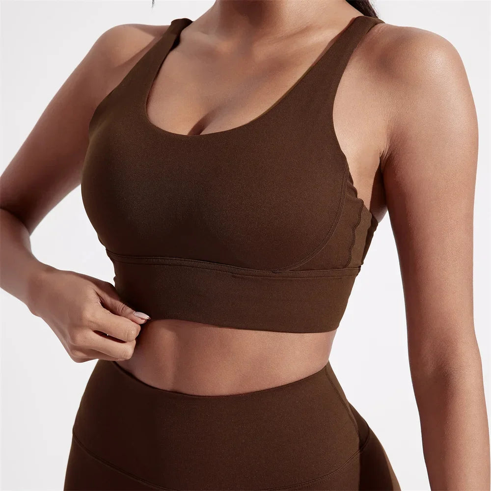 CN Ningxia Zhejiang Cross Back Fitness Bra With Chest Pad