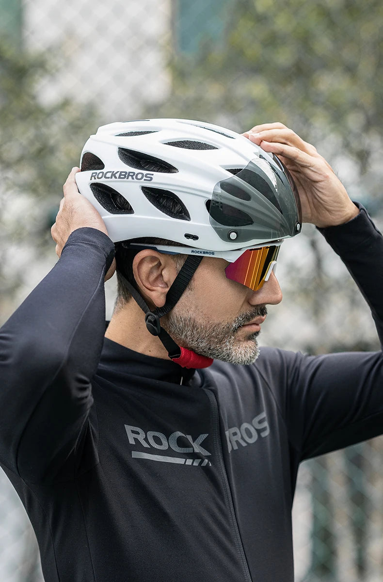 ROCKBROS Cycling Helmet With Goggles Lightweight Integrated MTB Road
