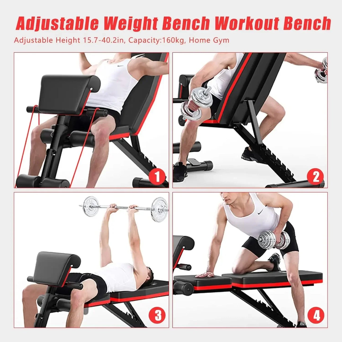Adjustable Weight Bench For Full Body Home Workout Equipment