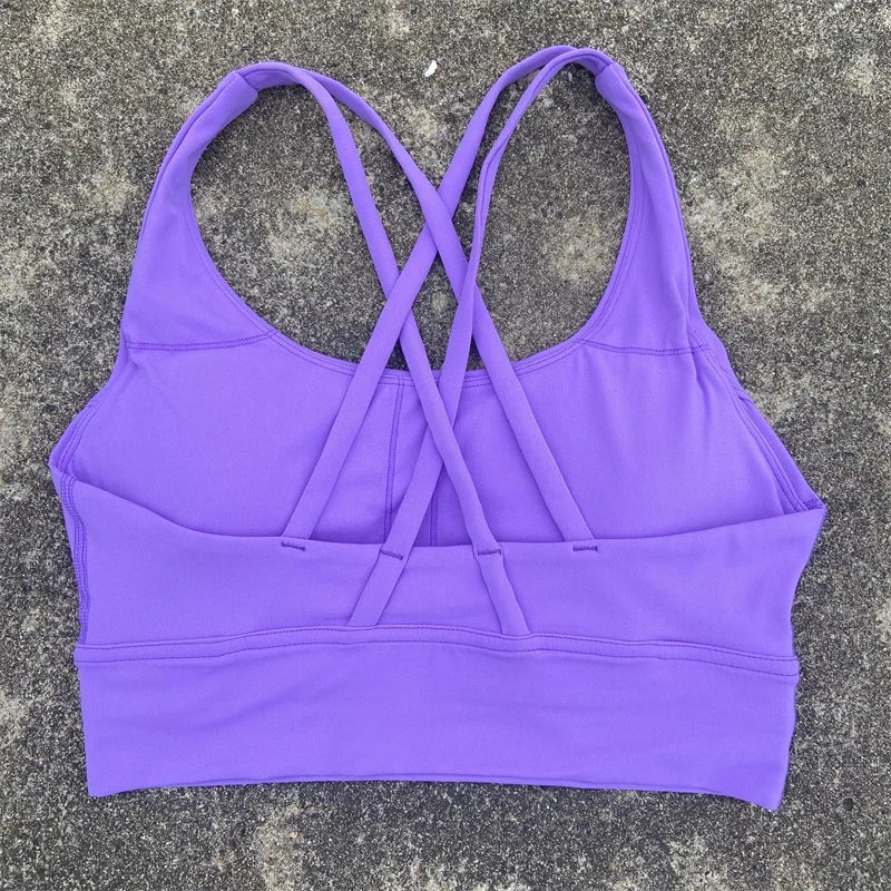CN Ningxia Zhejiang Cross Back Fitness Bra With Chest Pad
