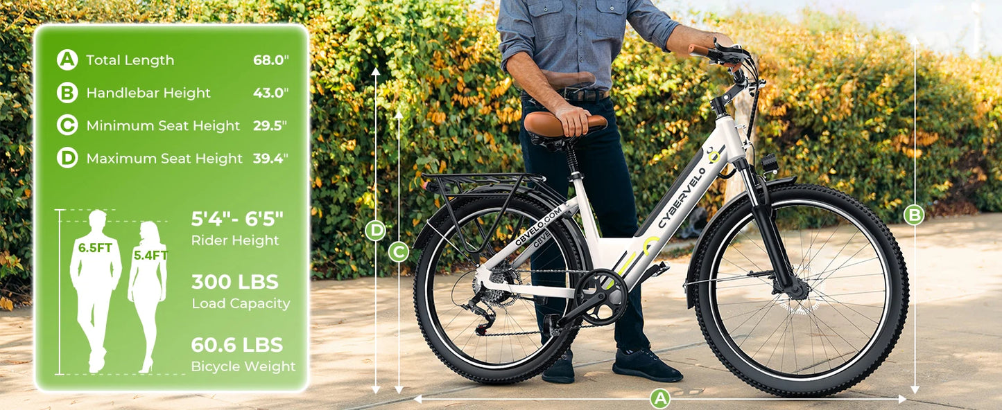 CYBERVELO EK2 Electric City Bike 1000W 80 Mile Range
