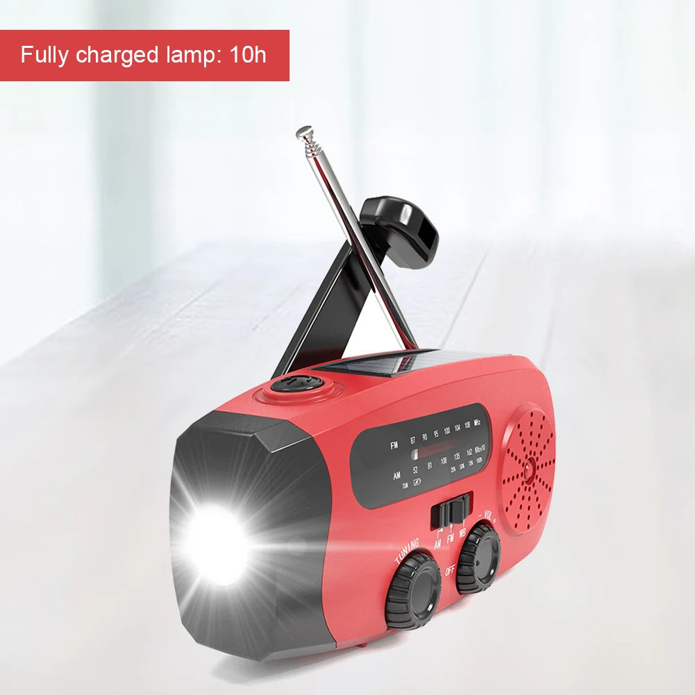 Electric Portable Solar Hand Crank Radio USB Charger LED