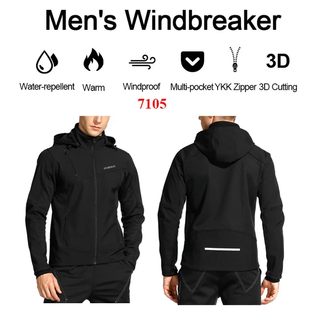 INBIKE Mens Winter Cycling Jacket With Hood Windproof Fleece Coat