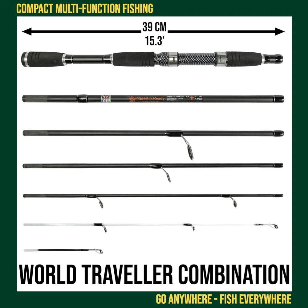 Compact Travel Fishing Rod and Reel Set with Carrying Case and Extra Tips