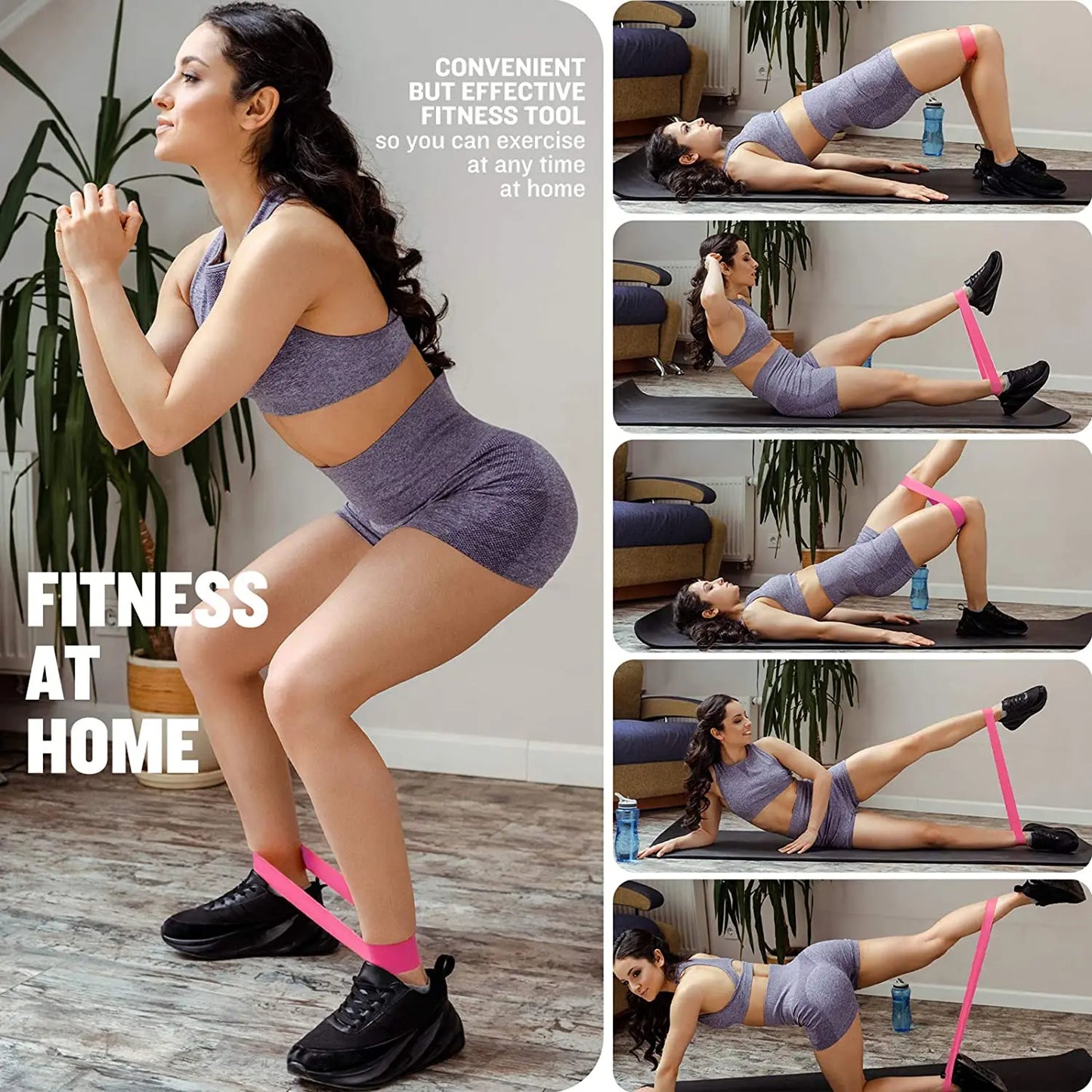 lpcbec Five Piece Fitness Resistance Bands Set For Home Gym And Yoga
