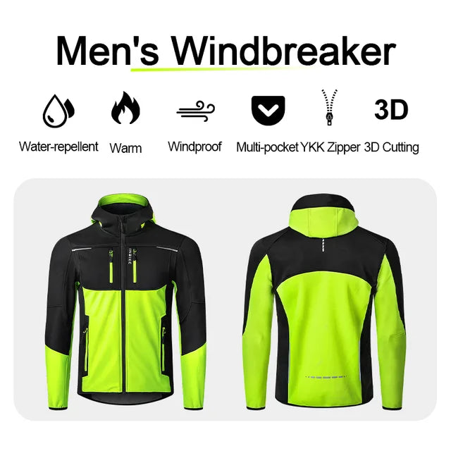 INBIKE Mens Winter Cycling Jacket With Hood Windproof Fleece Coat