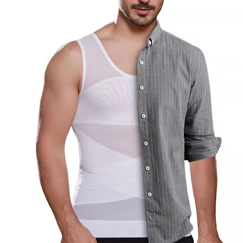 LALAMELONC Mens Cross Mesh Vest Shapewear Compression Tank Top