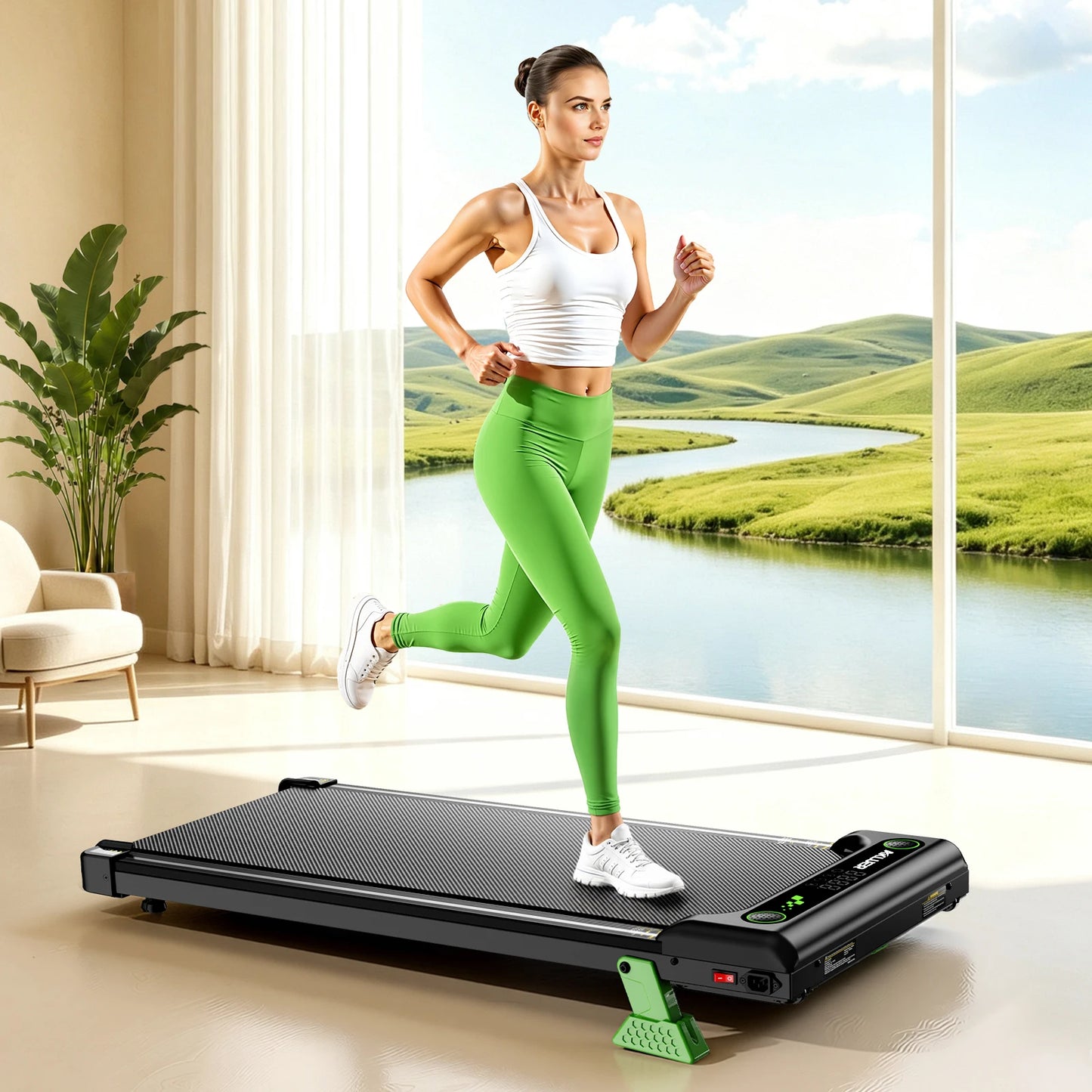 AKLUER Walking Pad Under Desk Treadmill Incline 2.5HP Remote Control