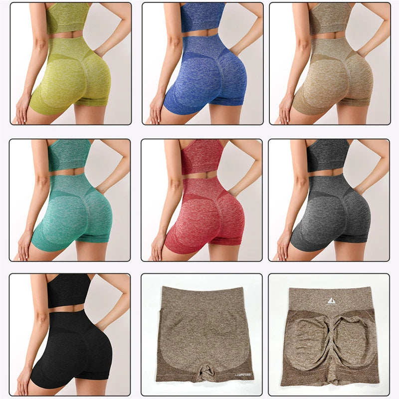 Seamless Women Yoga Set Long Sleeve Crop Top High Waist Leggings