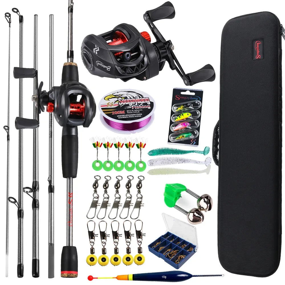 Sougayilang Baitcasting Fishing Rod and Reel Combo Full Kit for Bass Carp Fishing