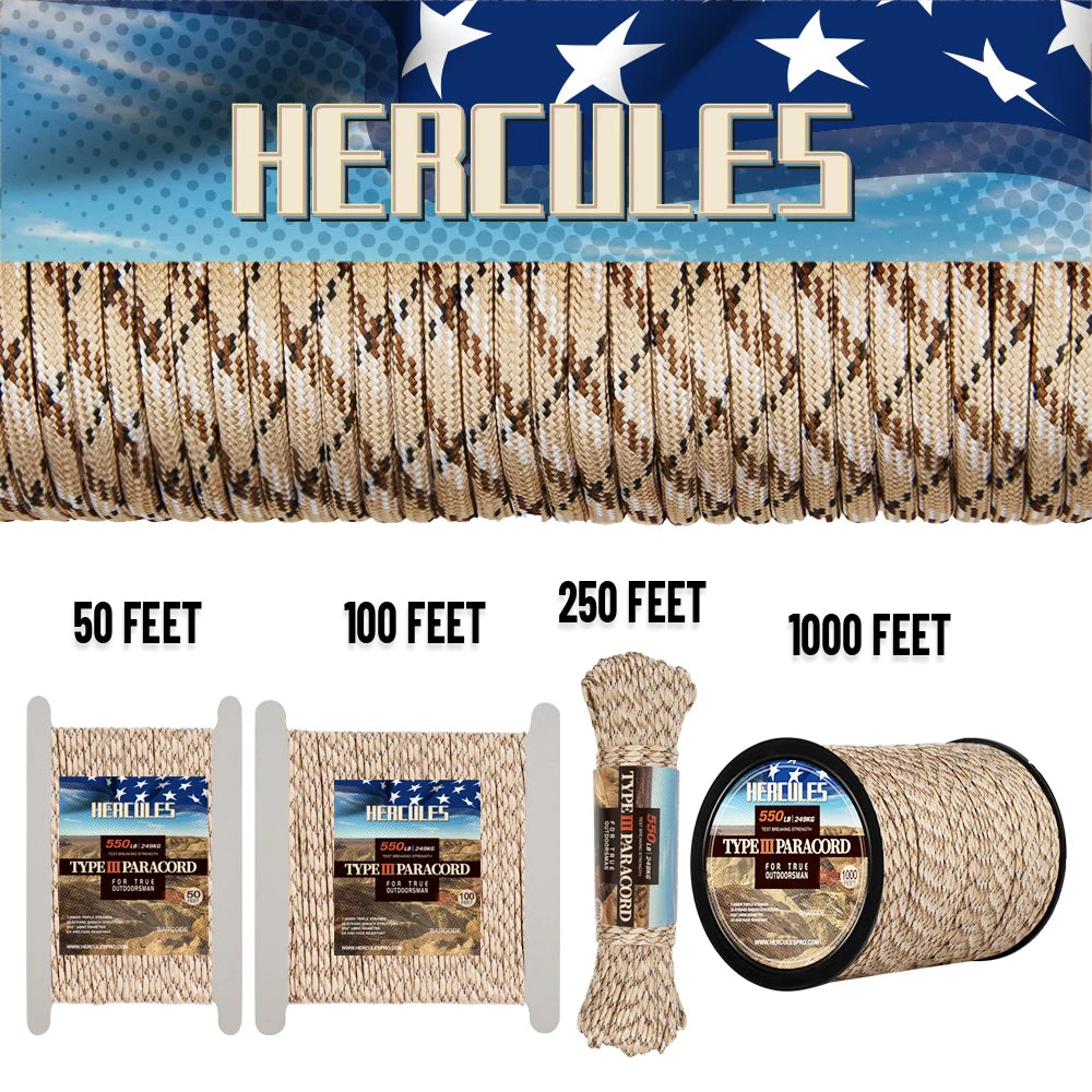 550 Paracord Rope Parachute Cord  305M  1000FT 250FT 100FT Imperial 7 Cores Paracord for Camping Rope Survival Tent Accessories